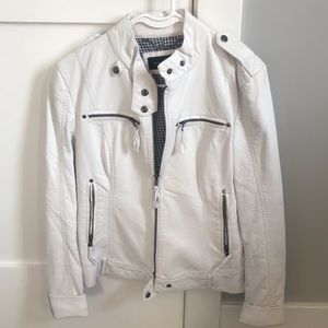 White Vegan Leather Zip Jacket